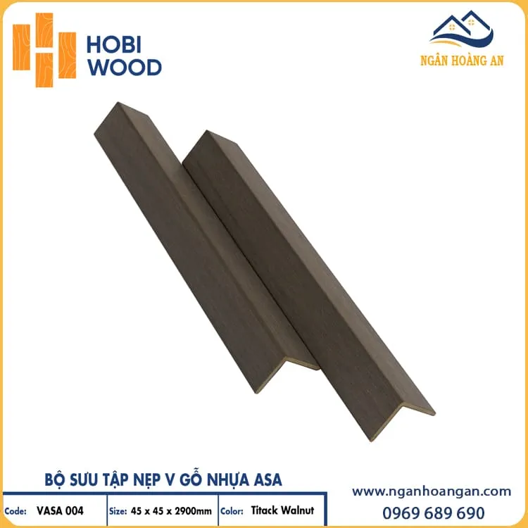 Nẹp Góc V Gỗ Nhựa Ngoài Trời Hobiwood Phủ ASA V45x45
